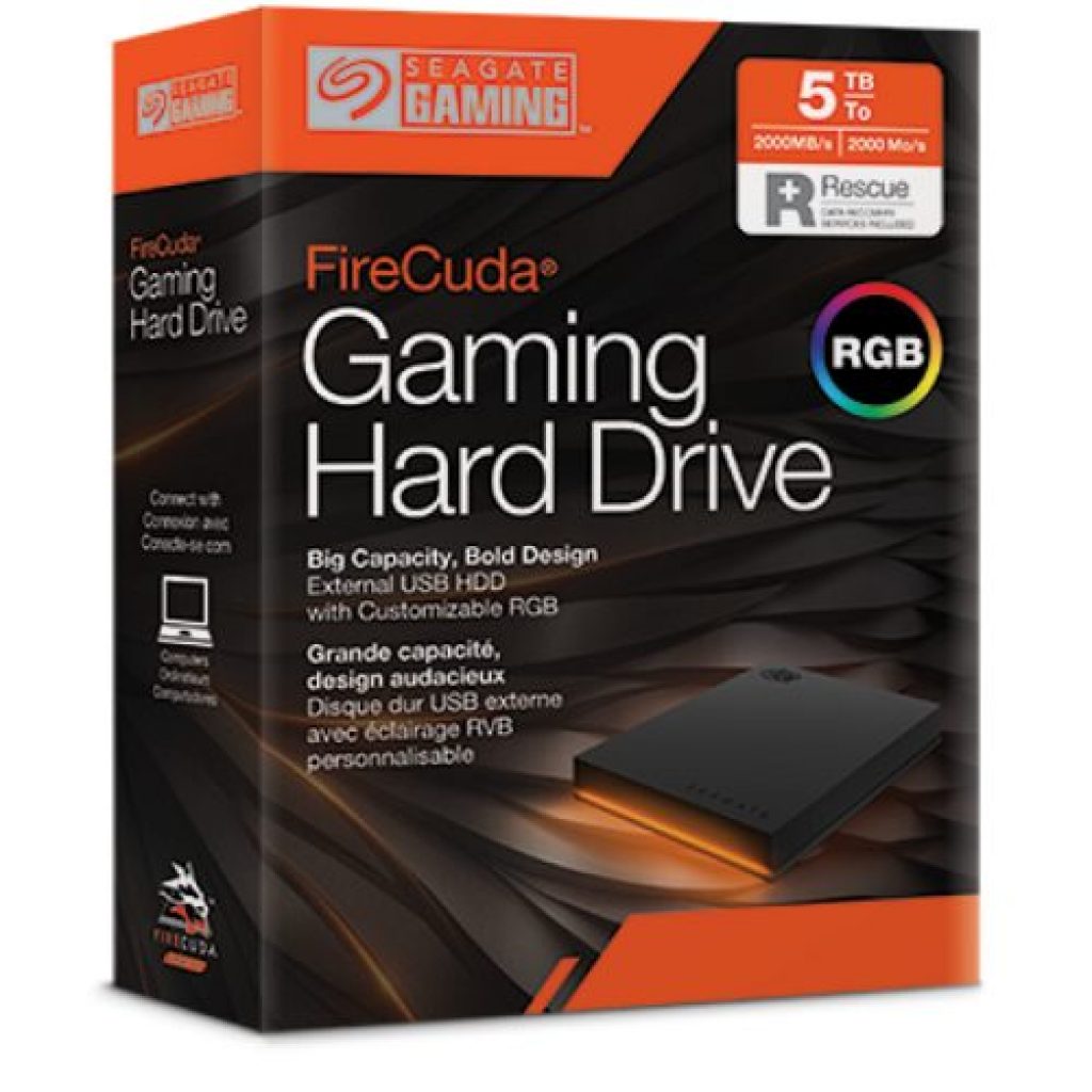 Seagate FireCuda Gaming Hard Drive, almacenamiento externo con RGB